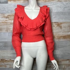 Free People Rhia Cashmere Pullover coral size xsmall